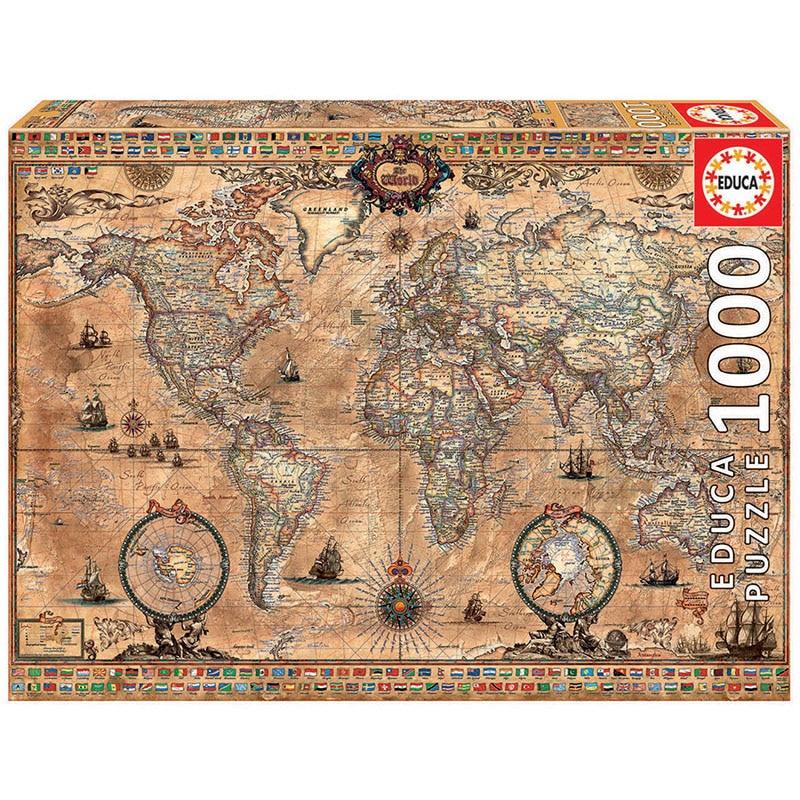 Puzzle Educa, Antique World Map, 1000 piese