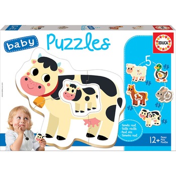 Puzzle Educa Baby, 12 luni, The Farm Puzzle Educa Baby, 12 luni, The Farm