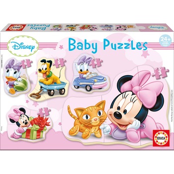 Puzzle 5 in 1 Educa Baby - Disney, Minnie, 3/4/4/4/5 piese Puzzle 5 in 1 Educa Baby - Disney, Minnie, 3/4/4/4/5 piese