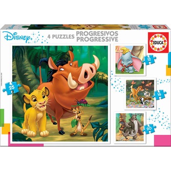Puzzle Educa, Disney Animals, 4 in 1, 12/16/20/25 piese Puzzle Educa, Disney Animals, 4 in 1, 12/16/20/25 piese
