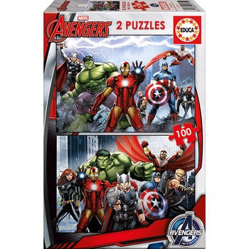 Puzzle Educa, Avengers, 2 in 1, 2x100 piese Puzzle Educa, Avengers, 2 in 1, 2x100 piese