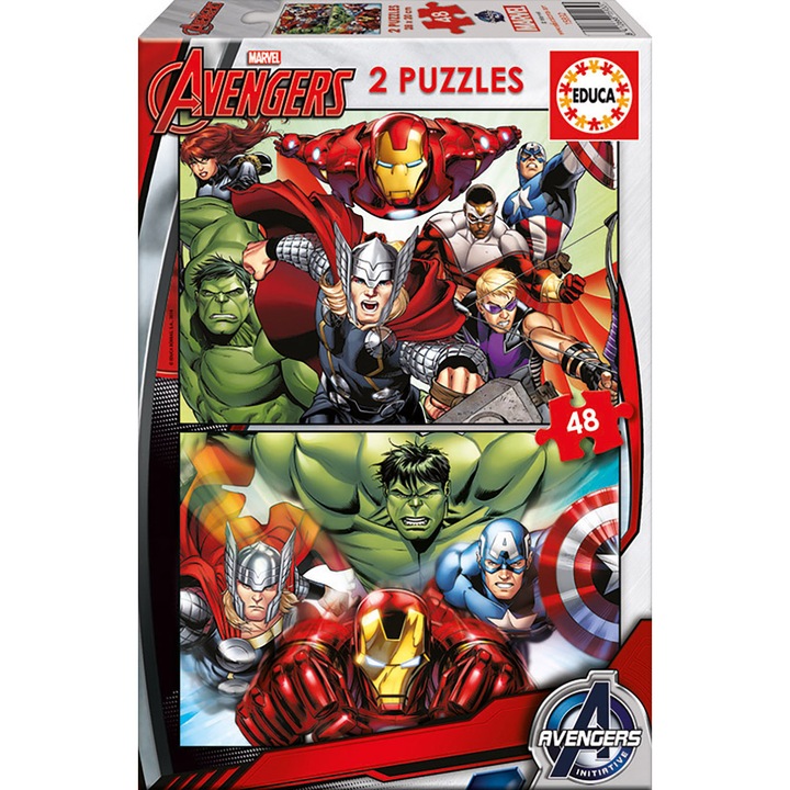 Пъзел Educa, Avengers, 2 in 1, 2x48 части