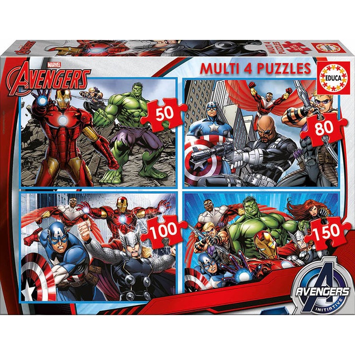 Пъзел Educa, Avengers, 4 in 1, 50/80/100/150 части