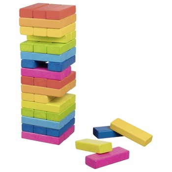 Joc turn indemanare color, lemn, 48 piese Joc turn indemanare color, lemn, 48 piese