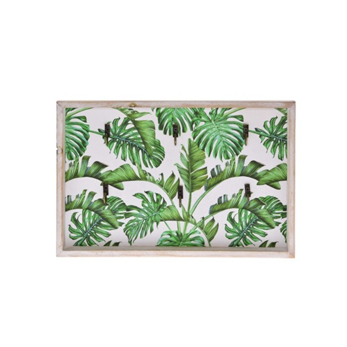 Suport chei, DecoDepot, model frunze, cu 3 agatatoare, 20x30 cm