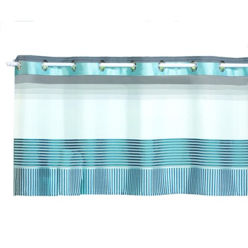 Perdea de bucatarie cu inele Alexis albastru/maro 45x145 Perdea de bucatarie cu inele Alexis albastru/maro 45x145