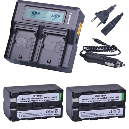Комплект от 2 батерии NP-F750 5200mAh + двойно бързо зарядно за ...