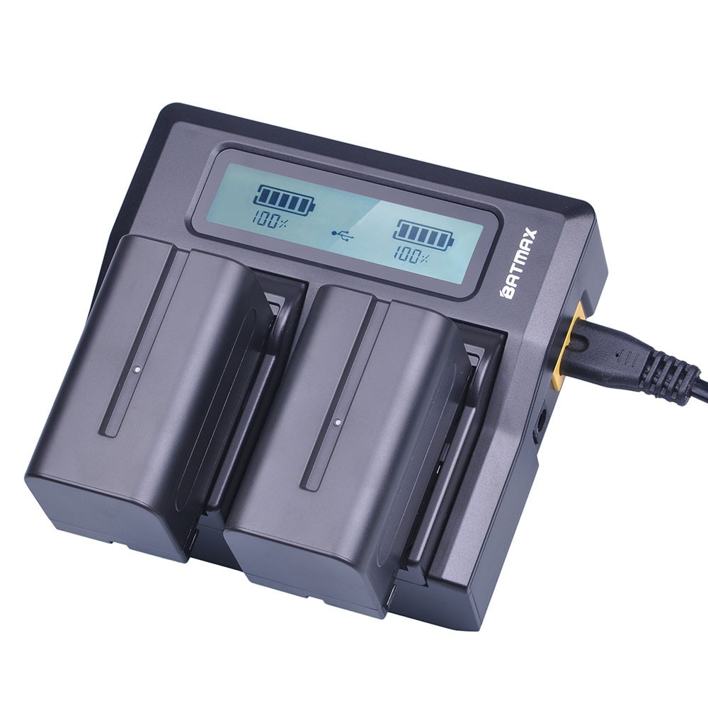 Комплект от 2 батерии NP-F750 5200mAh + двойно бързо зарядно за ...