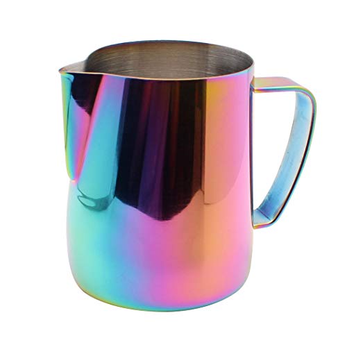 Cana inox pentru lapte, latiera pentru spumare, pitcher barista, rainbow 600ml, FMD214