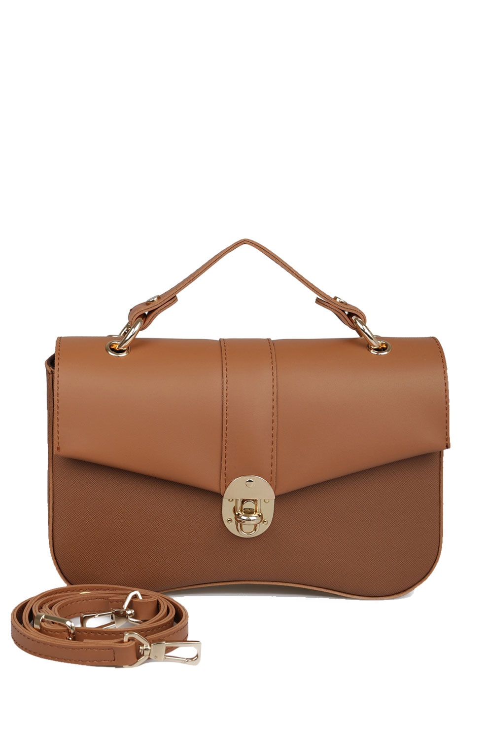 Beverly Hills Polo Club, Geanta de piele ecologica cu bareta de umar, Maro caramel