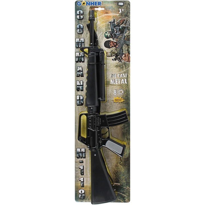 Пушка Gonher - Comando M-16, Черен, 8 капси, 77 см