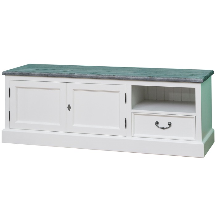 Comoda Szel-Mob tv cu 2 usi, 1 sertar, culoare dublu color, 100% lemn masiv