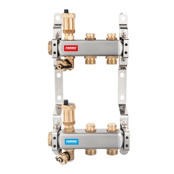 Pachet Distribuitor/Colector 1``- 2 Cai FERRO din Otel Inoxidabil pentru incalzire radiatoare Pachet Distribuitor/Colector 1``- 2 Cai FERRO din Otel Inoxidabil pentru incalzire radiatoare