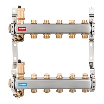 Pachet Distribuitor/Colector 1``- 5 Cai FERRO din Otel Inoxidabil pentru incalzire radiatoare Pachet Distribuitor/Colector 1``- 5 Cai FERRO din Otel Inoxidabil pentru incalzire radiatoare