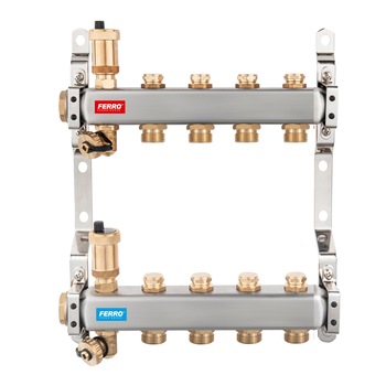 Pachet Distribuitor/Colector 1``- 4 Cai FERRO din Otel Inoxidabil pentru incalzire radiatoare Pachet Distribuitor/Colector 1``- 4 Cai FERRO din Otel Inoxidabil pentru incalzire radiatoare