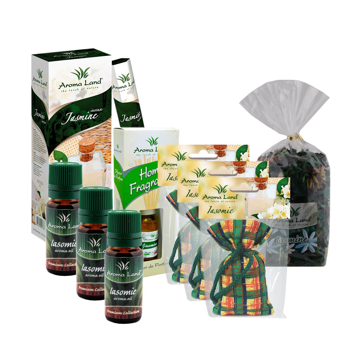Pachet cu 3 uleiuri aromoterapie, 6 betisoare parfumate, 3 saculeti parfumati, difuzor de parfum 125 ml potpourri 80 gr