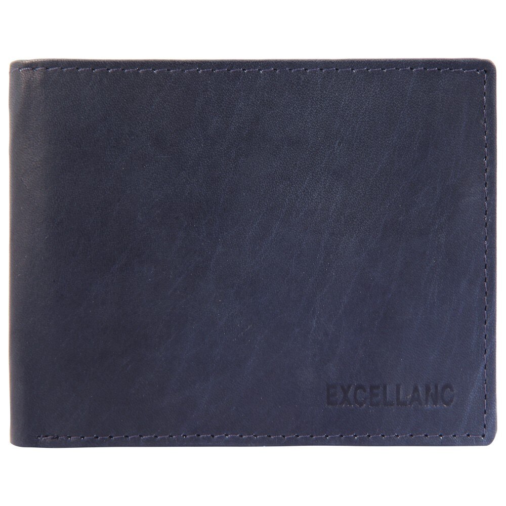 Portofel barbati, piele naturala, albastru, 11 x 9 cm, Excellanc, 232-004
