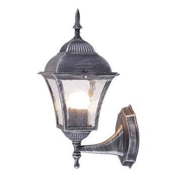 Aplica in sus de exterior, 1 x E27, IP44, design sticla decorativa, finisaj argintiu antic Aplica in sus de exterior, 1 x E27, IP44, design sticla decorativa, finisaj argintiu antic