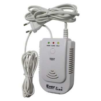 Detector Gaz metan EverLine, ABS, Alb, 220V actionarea electroventil 12V Detector Gaz metan EverLine, ABS, Alb, 220V actionarea electroventil 12V