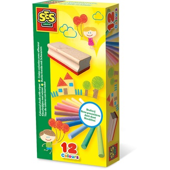 Set creta 12 bucati si burete Ses Creative Set creta 12 bucati si burete Ses Creative