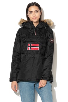 Geographical Norway, Geaca fara inchidere cu logo Bulle, Negru Geographical Norway, Geaca fara inchidere cu logo Bulle, Negru