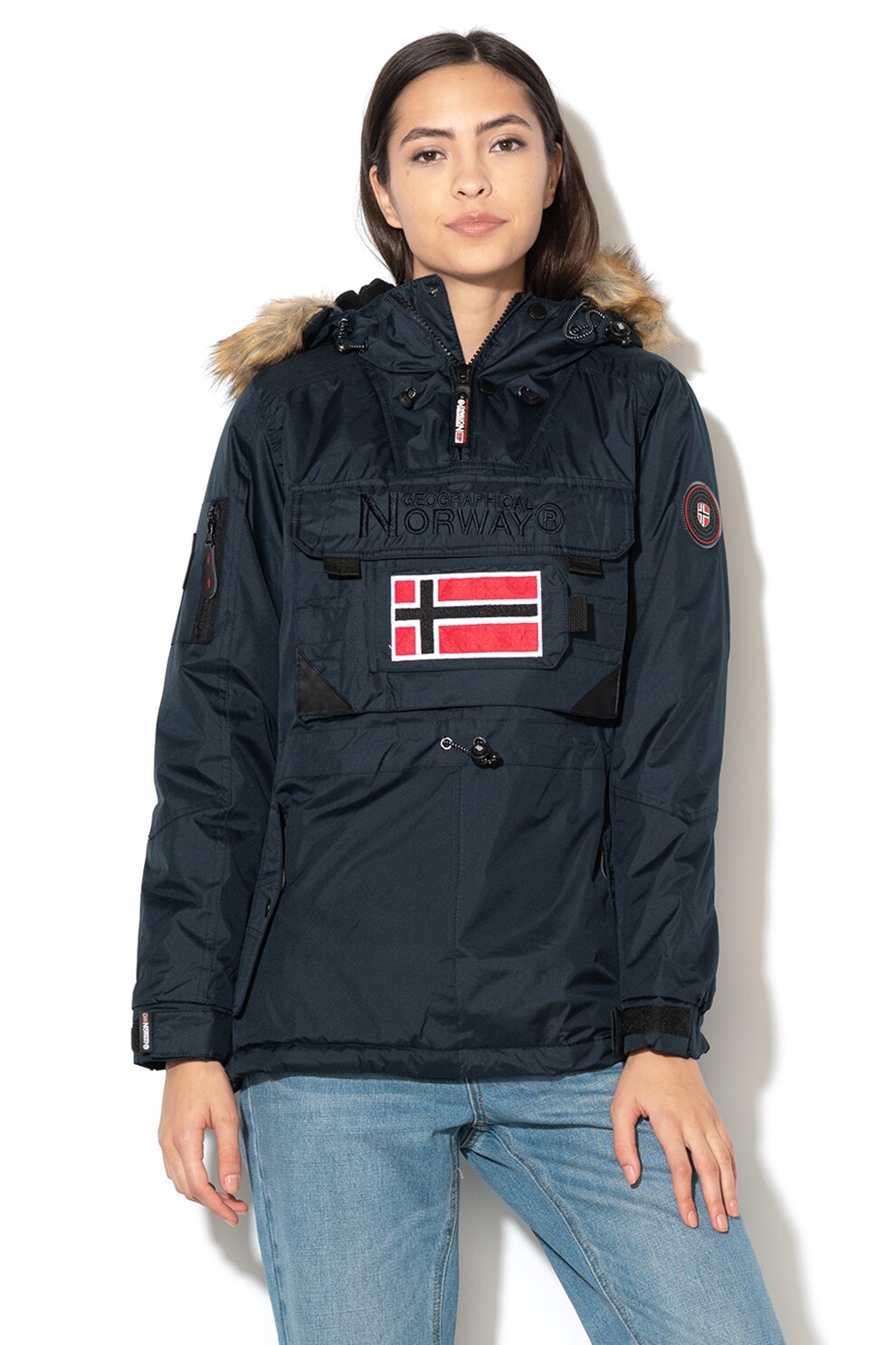 Geographical Norway, Geaca fara inchidere cu logo Bulle, Albastru marin