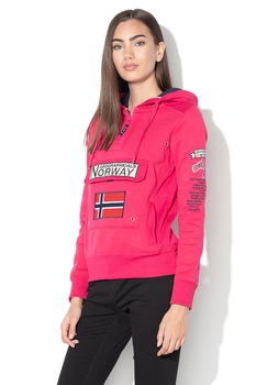 Geographical Norway, Hanorac cu buzunar frontal si captuseala din fleece Gymclass, Roz aprins Geographical Norway, Hanorac cu buzunar frontal si captuseala din fleece Gymclass, Roz aprins
