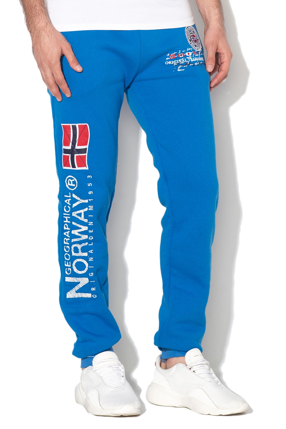 Geographical Norway, Pantaloni sport cu logo brodat Magraf, Albastru royal, XL