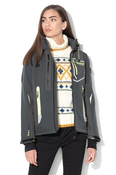 Geographical Norway, Jacheta impermeabila cu fermoar si gluga Tahiti, Gri inchis Geographical Norway, Jacheta impermeabila cu fermoar si gluga Tahiti, Gri inchis