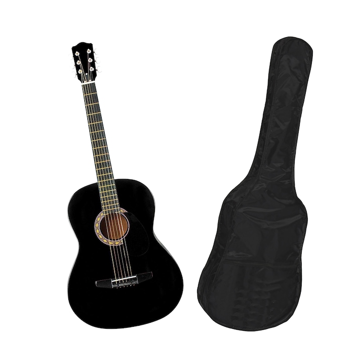 Комплект китара Ideallstore, черен, класически модел, 95 см и найлонов калъф