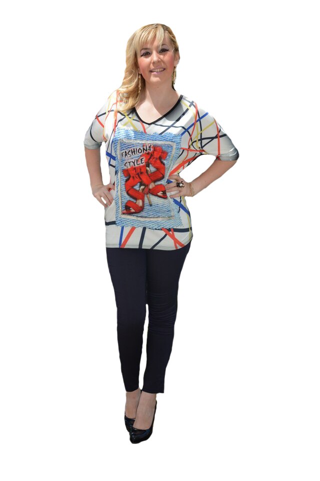 Bluza casual cu imprimeu modern 3D in fata, masura universala,D&J Exclussive, Negru