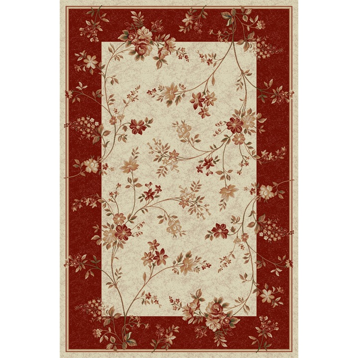 Covor Modern, Lotos 551, Crem / Rosu, 250x350 cm, 1800 gr/mp