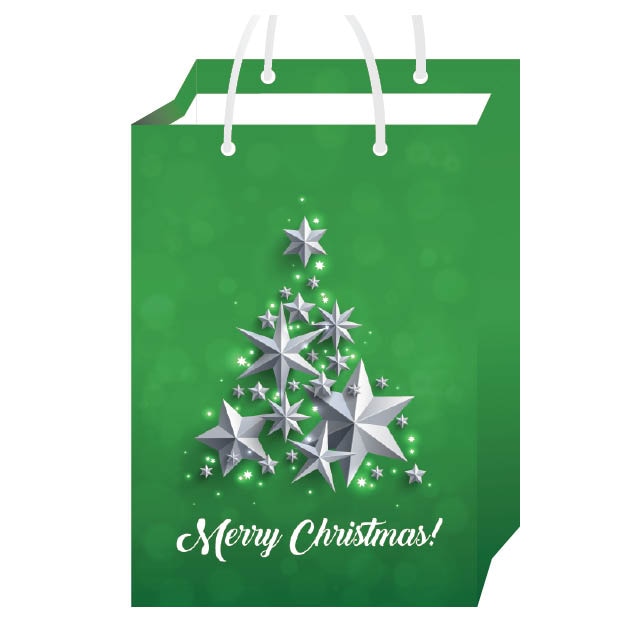 Set 25 Pungi Cadou Green Stars GP015 25X35X8 cm