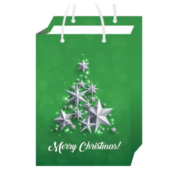 Set 25 Pungi Cadou Green Stars GP015 25X35X8 cm Set 25 Pungi Cadou Green Stars GP015 25X35X8 cm