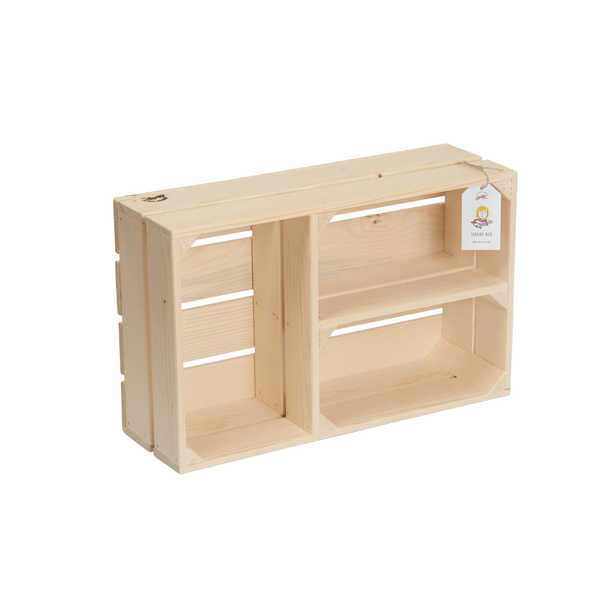 Ladita lemn cu 3 separatore 50 x 31 x 16 cm 