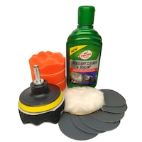 Set Polish Faruri Turtle Wax 300ml cu 4 Bureti, 6 Discuri Abrazive, Calota Bumbac si Adaptor Bormasina
