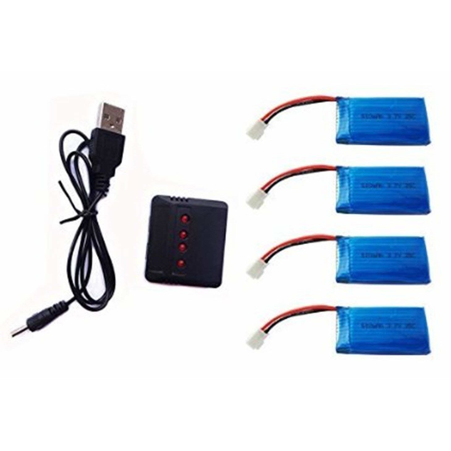 Baterii Lipo pentru Hubsan X4 H107L H107L H107L H107 V252 JXD 385, 3.7V 500mAh, 1 set de 4 baterii si un incarcator