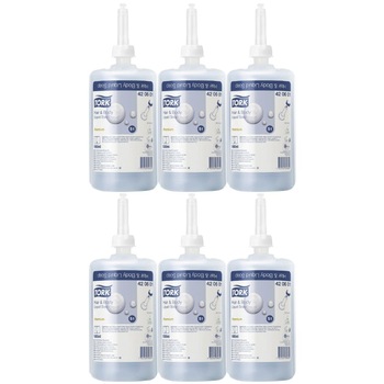 Sapun lichid pentru par si corp Tork 420601, gama Premium, 1000ml, culoarea albastru, 6 bucati/bax Sapun lichid pentru par si corp Tork 420601, gama Premium, 1000ml, culoarea albastru, 6 bucati/bax
