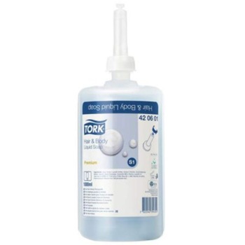 Sapun lichid pentru par si corp Tork 420601, gama Premium, 1000ml, culoare albastru Sapun lichid pentru par si corp Tork 420601, gama Premium, 1000ml, culoare albastru