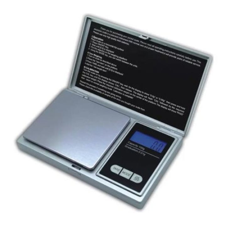 Cantar KlaussTech, capacitate 500 g, diviziune 0.01g, model Notebook , negru KlaussTech