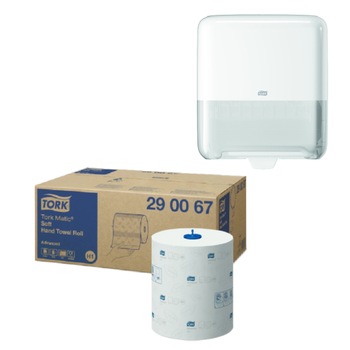 Pachet 6 role*prosoape hartie Tork Matic 290067, gama Advanced, 2 straturi, 150m, culoare alb si Dozator Prosoape pentru Maini Rola Tork Matic 551000, culoarea alb Pachet 6 role*prosoape hartie Tork Matic 290067, gama Advanced, 2 straturi, 150m, culoare alb si Dozator Prosoape pentru Maini Rola Tork Matic 551000, culoarea alb