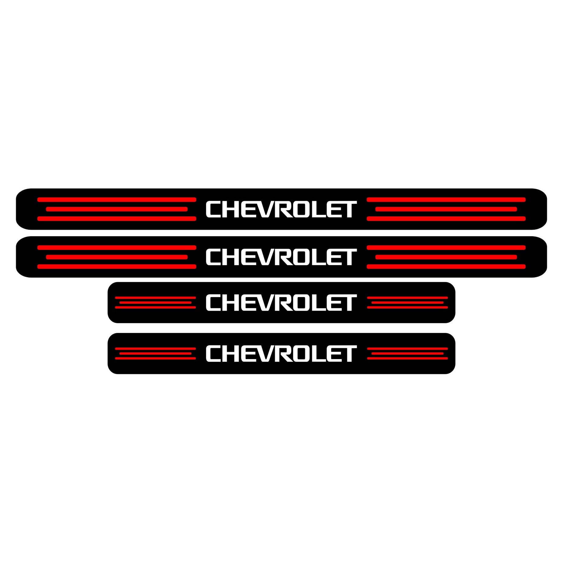 Set stickere praguri Chevrolet, negru-rosu-alb, sticker decorativ