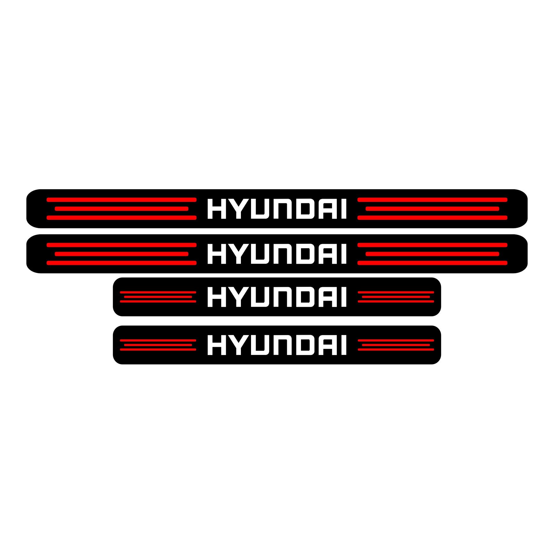 Set stickere praguri Hyundai, negru-rosu-alb, sticker decorativ