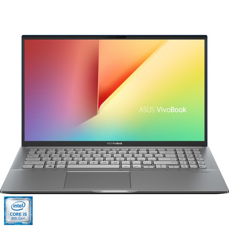 Laptop ultraportabil ASUS VivoBook S15 S531FA cu procesor Intel® Core™ i5-8265U pana la 3.90 GHz, 15.6", Full HD, 8GB, 256GB SSD, Intel UHD Graphics 620, Free DOS, Light Grey