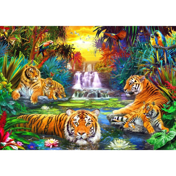 Puzzle Bluebird - Family At The Jungle Pool, 1.000 piese (70155)