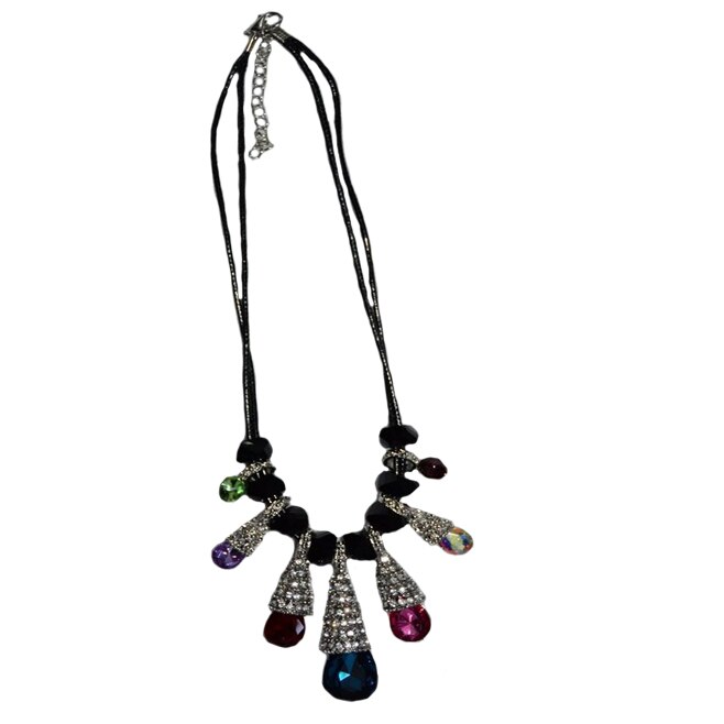 Colier rafinat cu pietre multicolore si cristale fine, la baza gatului,D&J Exclussive,multicolor