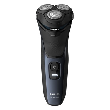 Aparat de ras Philips Shaver Seria 3000 S3134/51, fara fir, Sistem de lame PowerCut cu 27 de lame cu ascuţire automată, capete flexibile 5D, 60 min, barbierit umed si uscat, lavabil, Albastru inchis Aparat de ras Philips Shaver Seria 3000 S3134/51, fara fir, Sistem de lame PowerCut cu 27 de lame cu ascuţire automată, capete flexibile 5D, 60 min, barbierit umed si uscat, lavabil, Albastru inchis