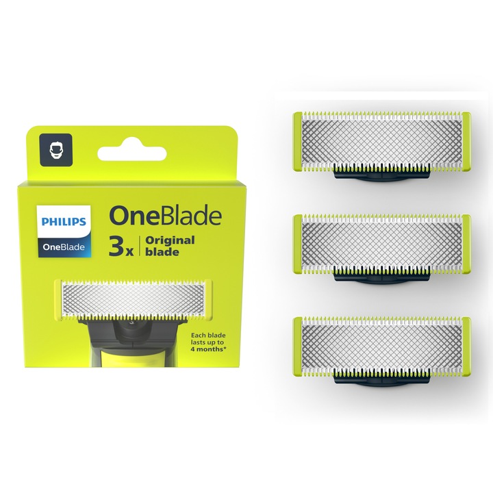 Комплект резерви OneBlade QP230/50, 3 броя, Съвместими с OneBlade и OneBladePro, Зелен