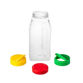 Borcan plastic 1L rectangular- diametru 63 mm cu capac Borcan plastic 1L rectangular- diametru 63 mm cu capac