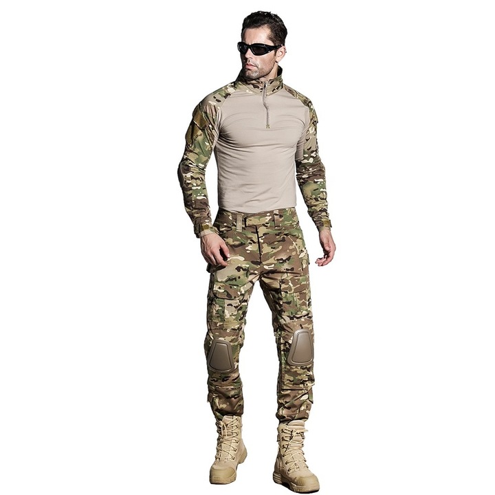 Costum Tactic, pentru barbati tali land camo, Verde/Camuflaj